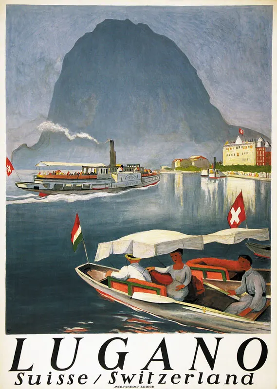 Switzerland Swiss Tessin Tourism Posters Monte San Salvatore Classic Wall Stickers Vintage Kraft Poster Home Bar Decor Gift | Дом и сад