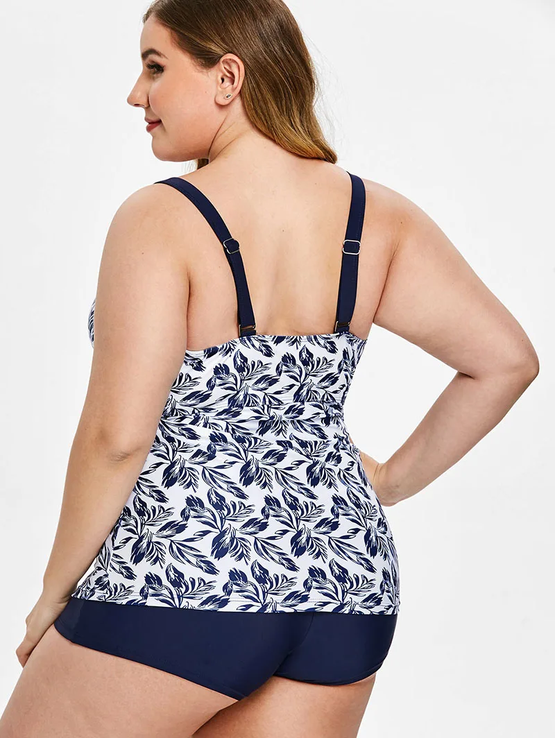 Плюс Размеры 4XL XXXXL XXXL XXL с цветочным принтом бантом танкини наборы из двух частей