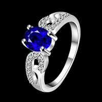 garilina fashion romantic deep blue stone ladies anniversary silver color ring ar2246