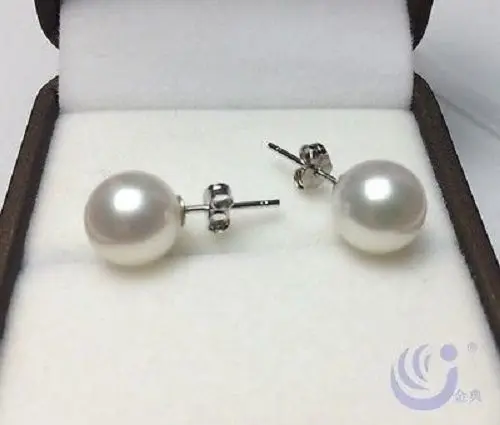 Серьги с жемчугом AKOYA Круглые 9 10 мм AAA + белые|Серьги-гвоздики| |