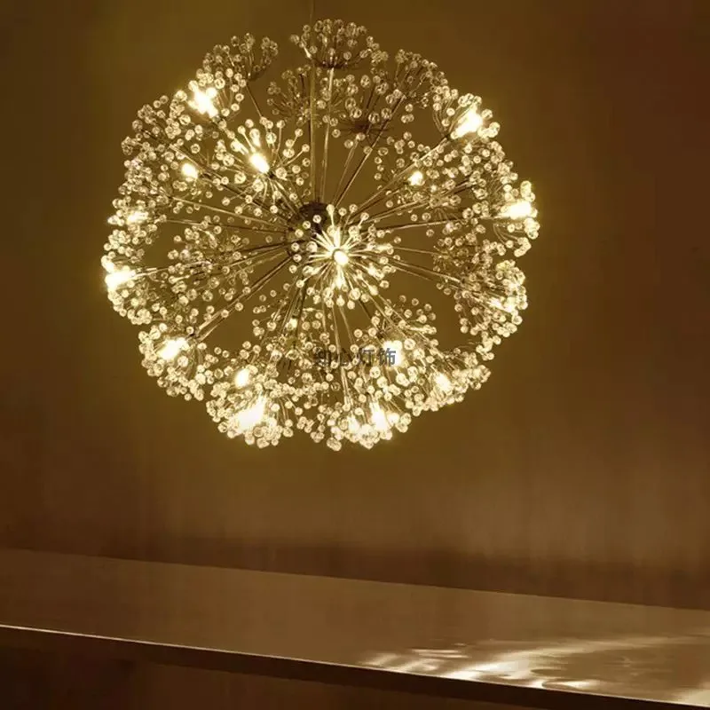 Postmodern crystal led pendant light sitting room atmosphere dandelion spherical LED art buffet restaurant bedroom droplight | Лампы и