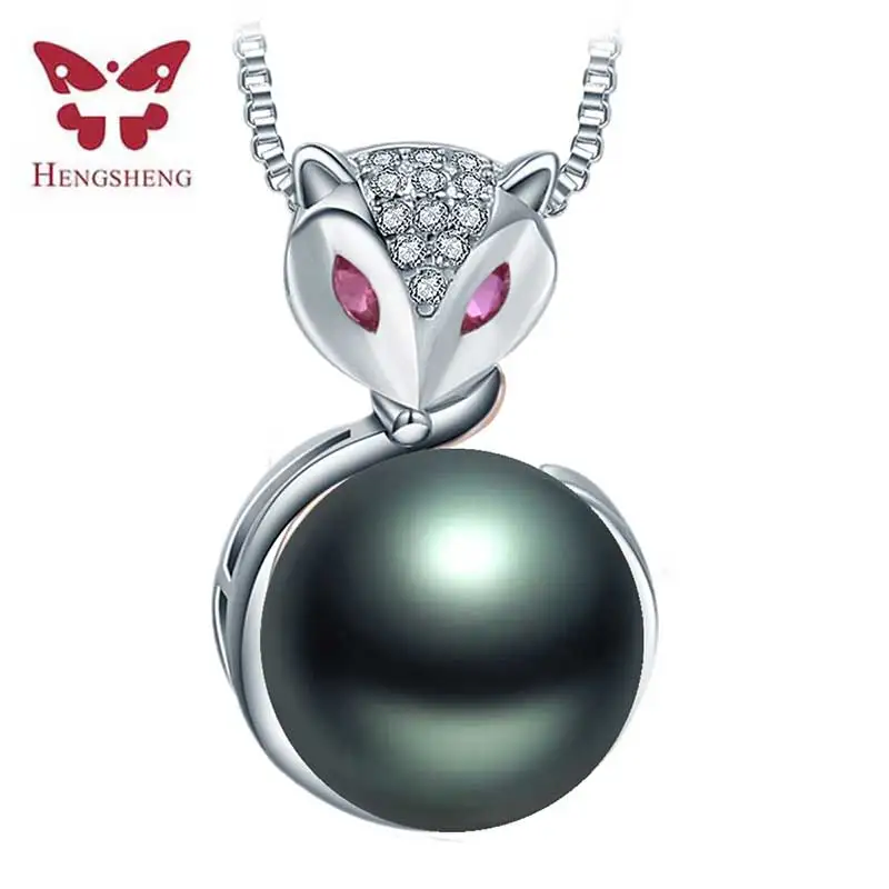 HENGSHENG Новый стиль Подвески лисицы ожерелье с 10-10 5 мм Кнопка пресноводного жемчуга