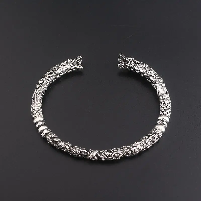 Новинка винтажный браслет Viking Wolf с двумя головками мужские браслеты и Norse
