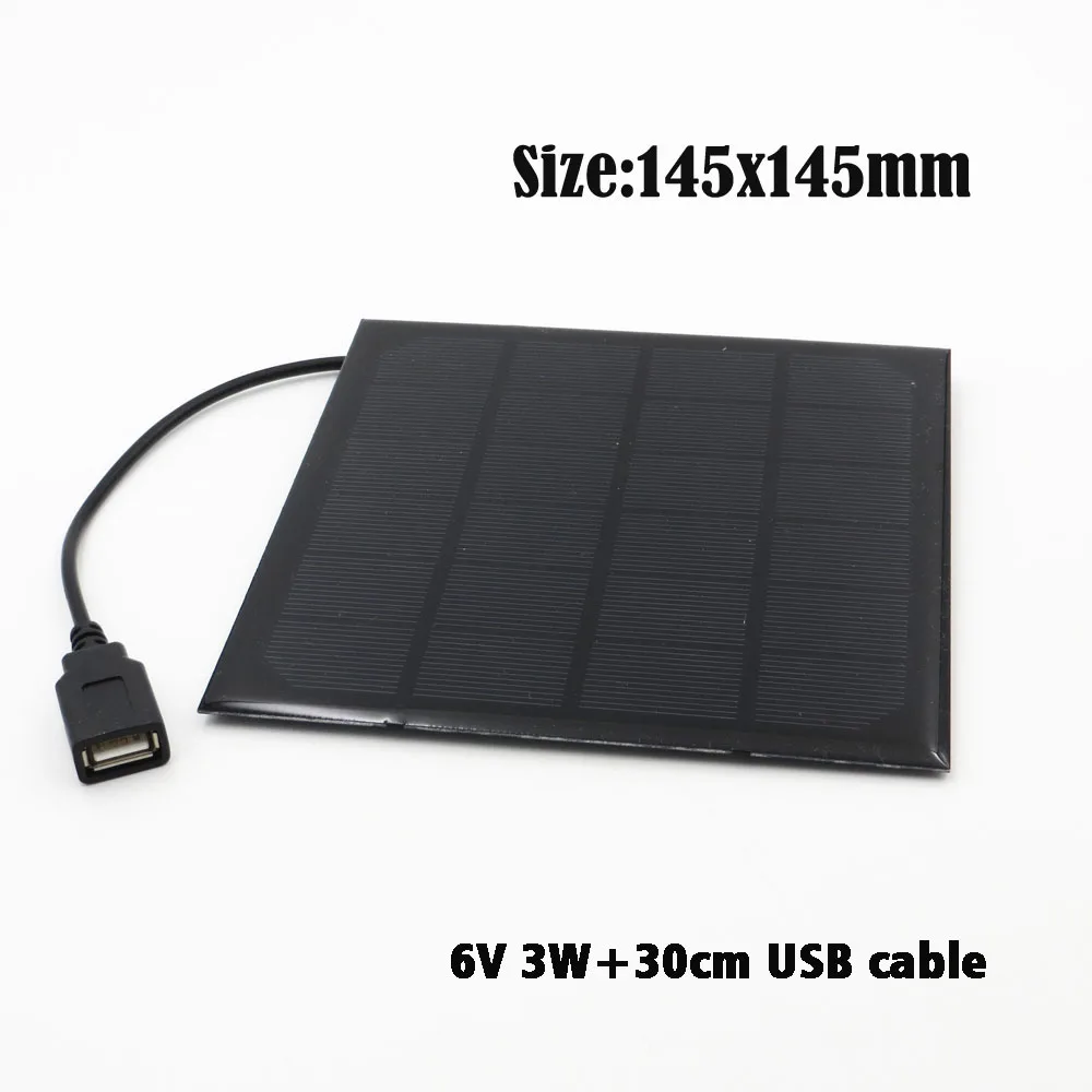 6V 3Watt 2, 3, 3,5, 4,5, 5, 6, 10 Вт, солнечное зарядное устройство, Bluetooth, динамик, Powerbank, цифровая камера, 5 В, USB выход, солнечная панель, 6 в - Цвет: 6V 3Watt