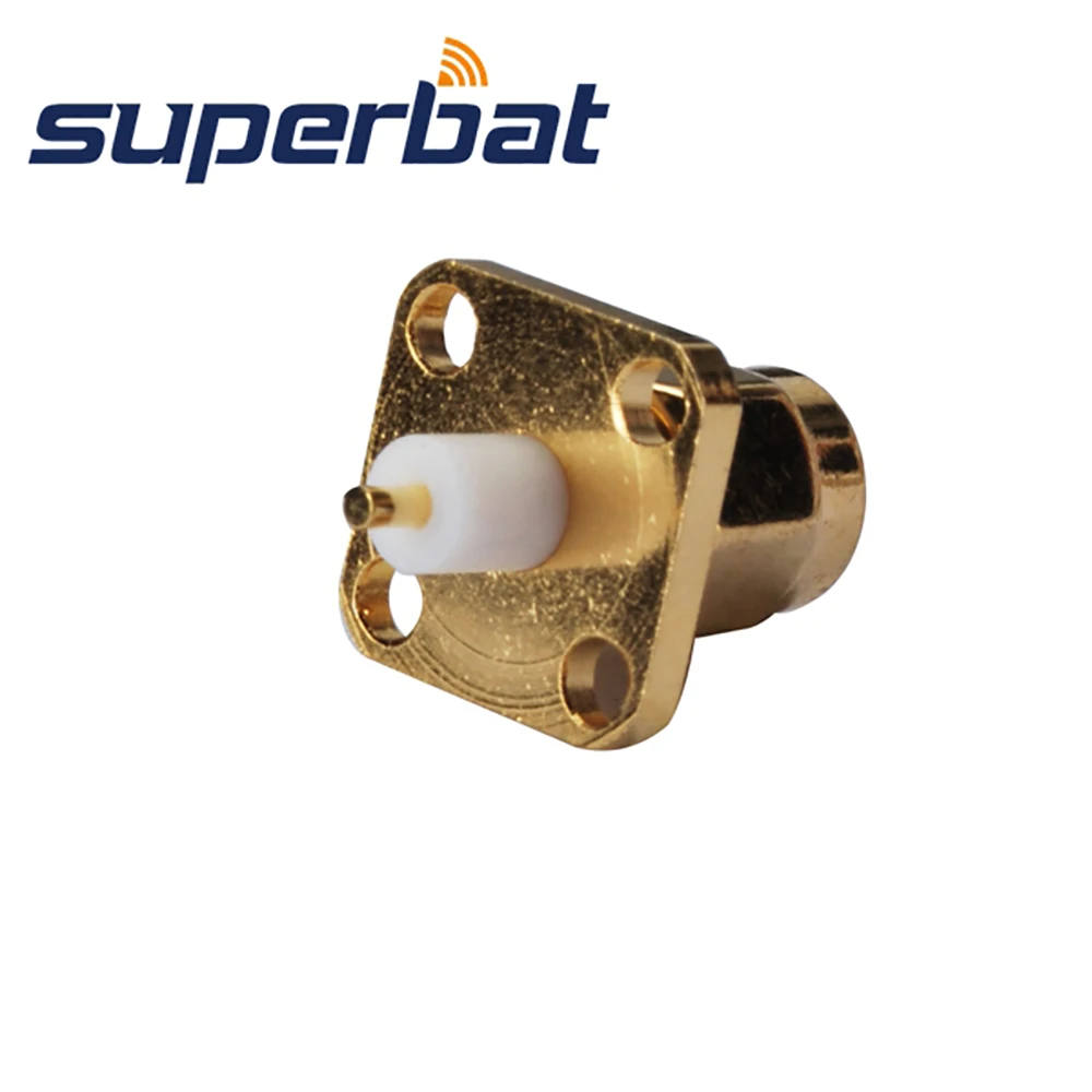 Superbat 10pcs SMA 4 hole Panel Mount Male with Extended Dielectric&solder Post