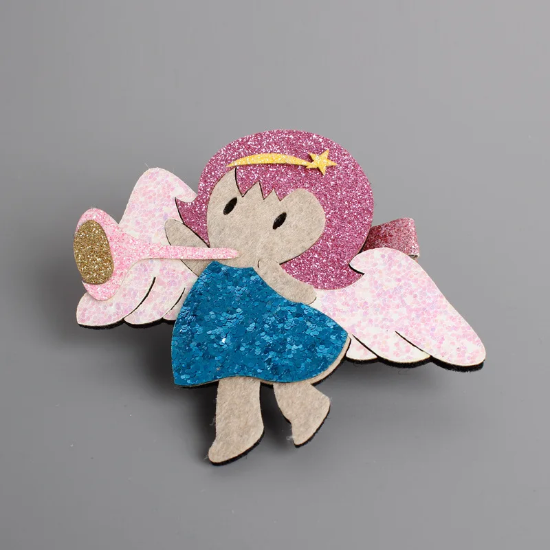 Фетровая заколка для волос такса блестящая розовая Золотая собак милый шарф