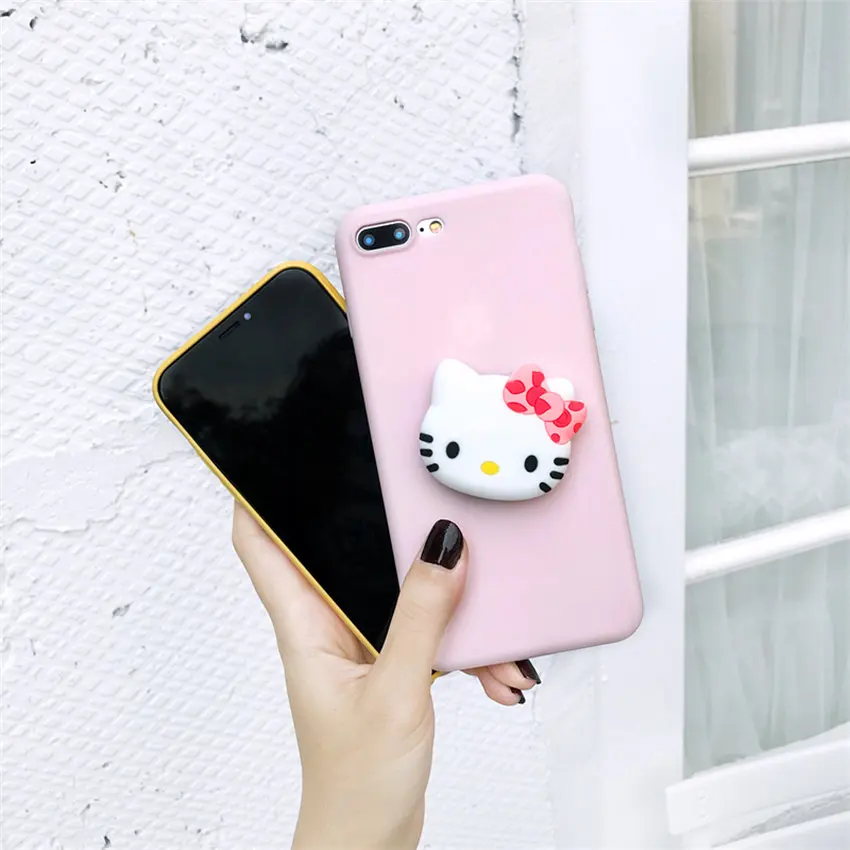 For Samsung Galaxy S7 Edge S8 S9 Plus Note 8 9 Case Cute 3D ELMO MyMelody Holder Ring Cartoon Cover |