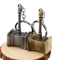 10 pcs game world orc thrall hammer gold silver key chain key ring pendant porte cles llavero wholesale thj 86