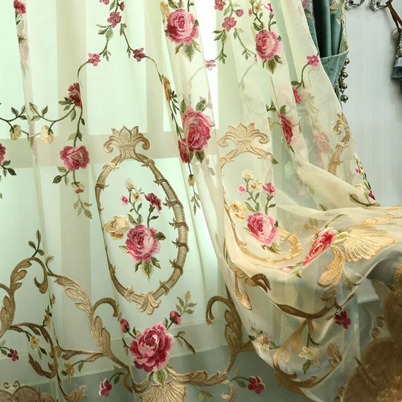 tulle Зеленая роскошная вилла, высокое качество, бархатная вышитая занавеска s для гостиной, вуаль, занавеска для спальни, оконные занавески - Цвет: tulle