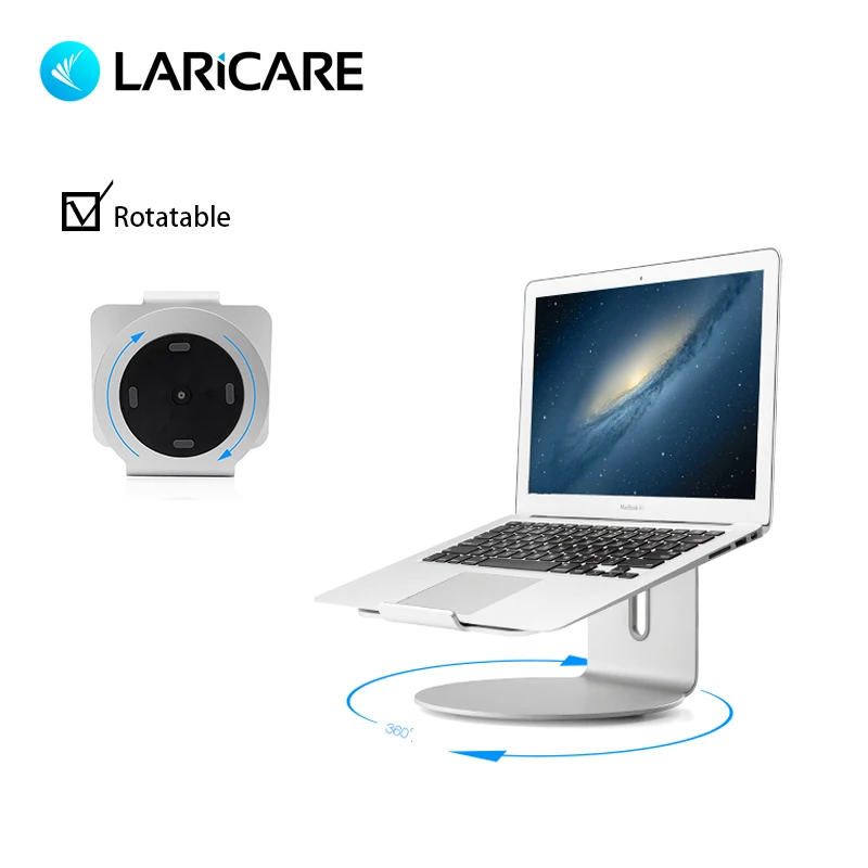 LARICARE подставка для ноутбука из алюминиевого сплава для ноутбука Mac. Вращающийся на 360 рабочий стол. Щепка держатель для ноутбука