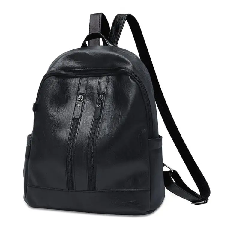 Женский рюкзак Feminina Mochila Escolar Bagpack кожаный Mochilas Menina Realer рюкзаки корейский стиль школьные сумки - Цвет: Черный