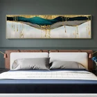 Абстрактная зеленая Блестящая Картина на холсте золотистый пигмент плакат современные настенные картины для гостиной синие печатные украшения