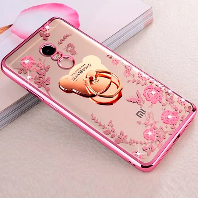 rose gold bear Diamond сад чехол для huawei Honor P 30 20 10 9 8 Lite плюс mate 10 9 8 pro NOVA4 милый медведь заячьи ушки блеск 360 кольцо Fundas - Цвет: rose gold bear