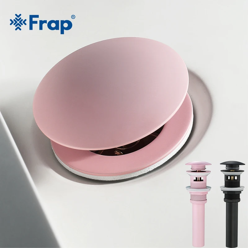 

Frap Drains Bathroom Basin Drain Brass Black & Pink Basin Pop Up Waste Vanity Vessel Basin Stopper with Overflow Hole Y81122