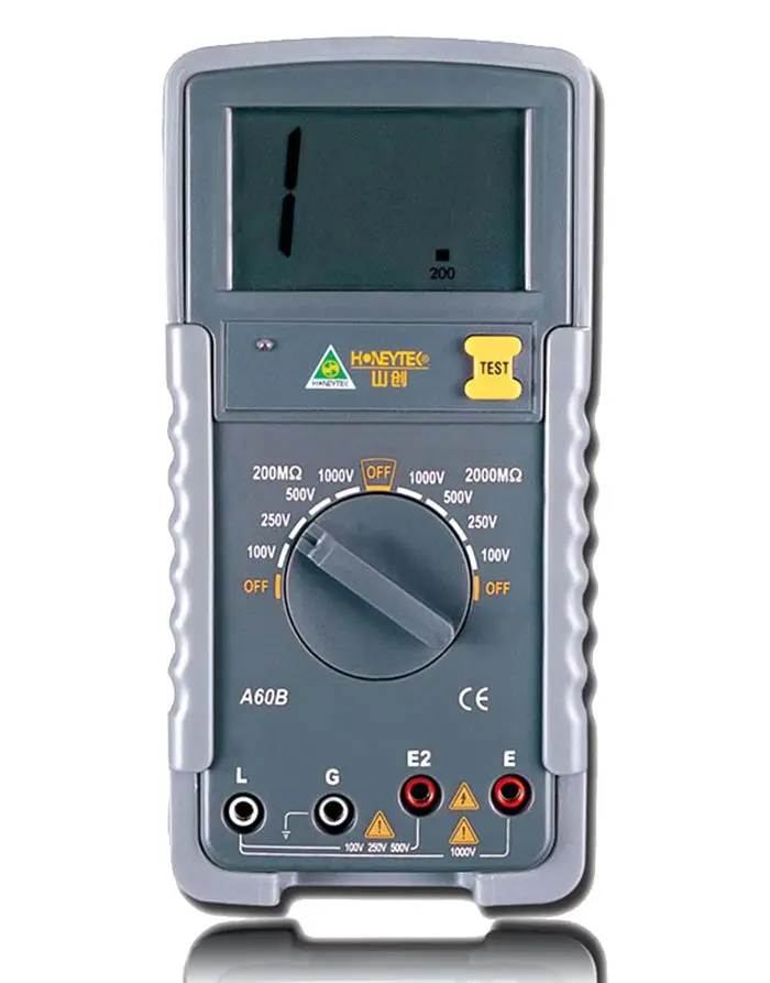 HONEYTEK A60B Измеритель сопротивления изоляции цифровой megger 100 в 250 500 1000 тестер 0 1 2000