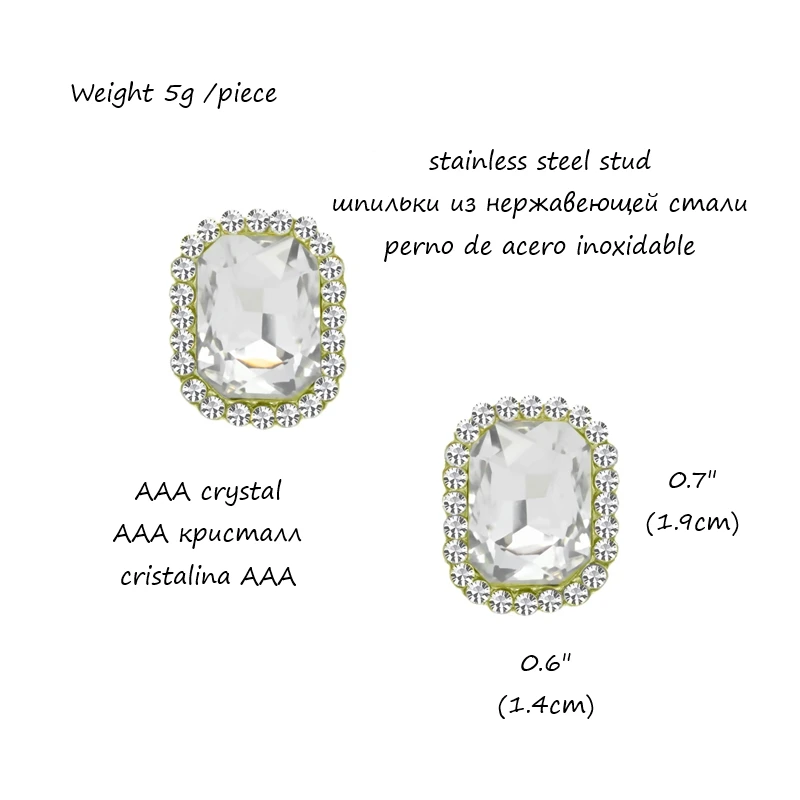 Винтажные черные квадратные серьги хрустальные маленькие гвоздики для женщин