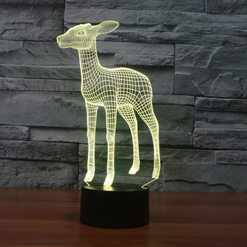 Креативная 3D лампа с оленем ночник новинка USB LED Настольная цветной сенсорный