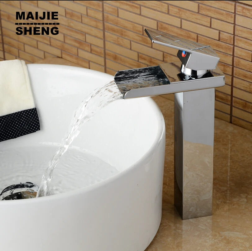 

Bathroom waterfall basin faucet high water tap sink mixer tall waterfall basin mixer bathroom faucet