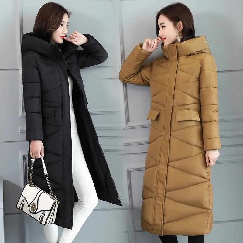 Женская куртка новинка зимы 2018 облегающая утепленная верхняя одежда выше колена