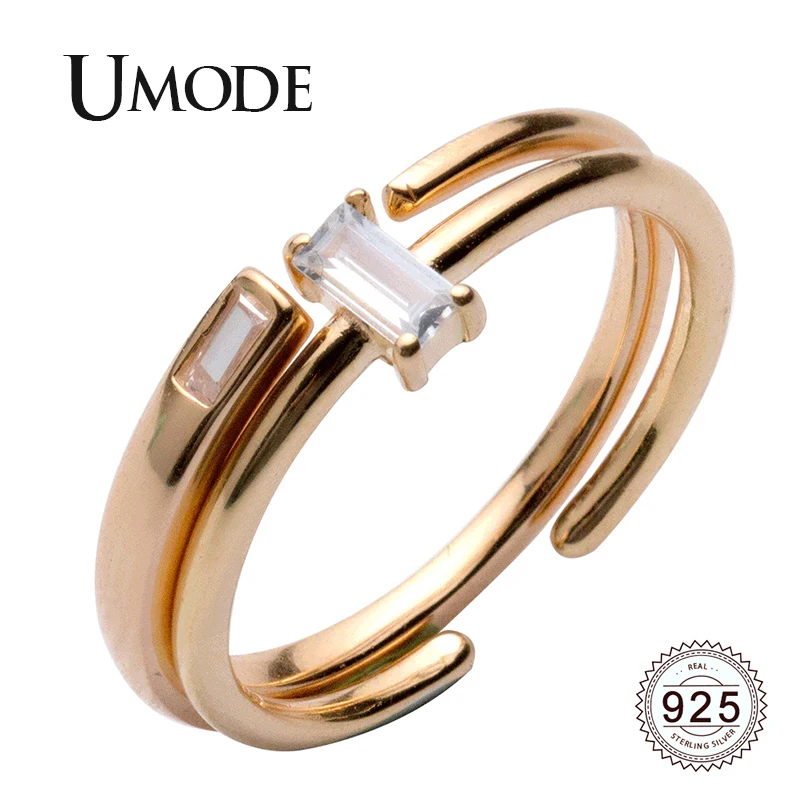 UMODE новые бриллиантовые кольца для женщин из искусственного серебра Циркона 18K