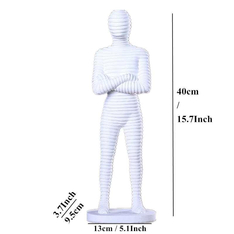 White Man Statue VILEAD 16 ''белый песок камень абстрактная статуя мужчины женщины Креативный современный миниатюрная Статуэтка рождественские украшения для дома магазинов - Цвет: White Man Statue