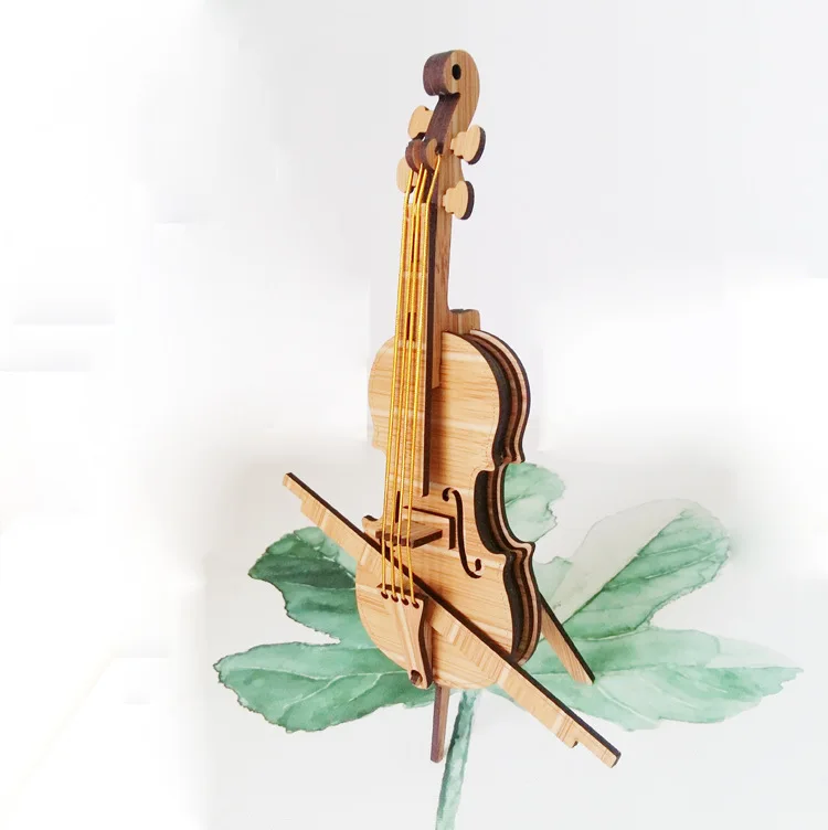 3D деревянная головоломка игра игрушка DIY сборка скрипка модель щипковые