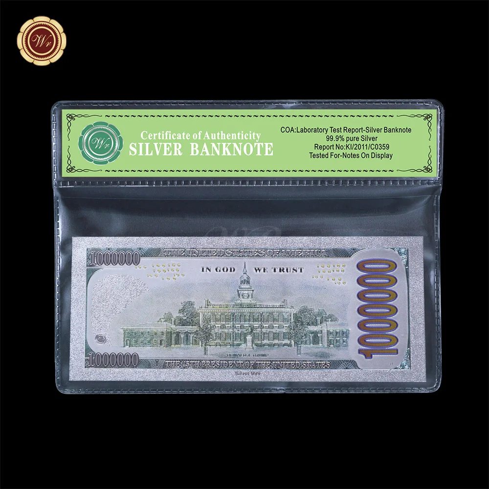 WR Декор для дома художественные изделия Дональд Трамп Серебряная банкнота