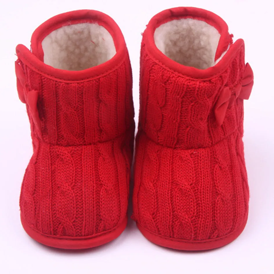 2017 Осень Зима Новорожденных Девочек Снег Сапоги Вязаные Baby Shoes мягкой Подошвой