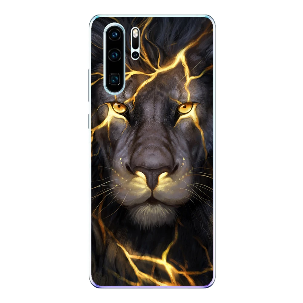 Чехол для Huawei P30 Lite Pro мягкий силиконовый чехол из ТПУ Fundas Лев тигр пантера волк