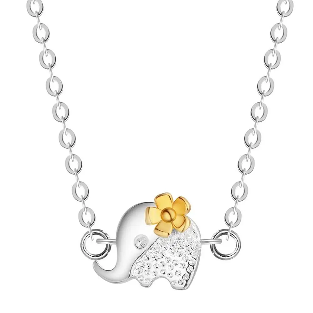 925 Sterling Silver Hawaiian Plumeria Flower EggFlower Crystals Elephant Pendant Necklace For Women Men Amulet Lucky Jewelry | Украшения и