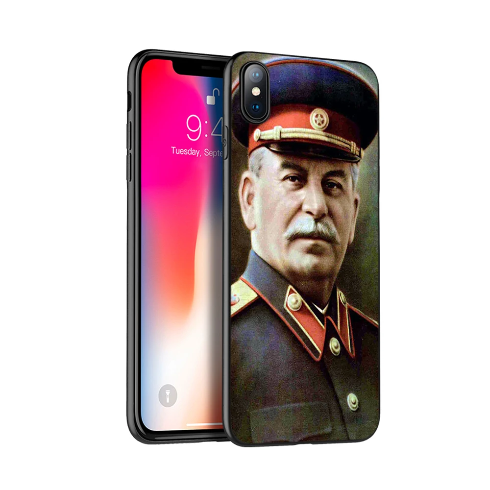 Black tpu case for iphone 5 5s SE 2020 6 6s 7 8 plus x 10 XR XS 11 pro Max case silicone cover Russian Stalin Ussr