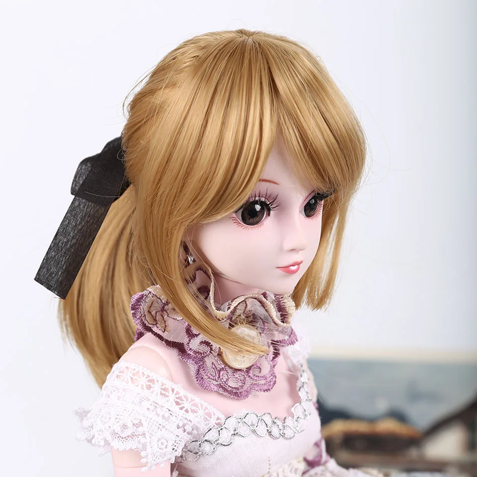 Allaosify BJD SD парик 1/3 1/4 волосы кукла парик Высокое качество волокна DIY парик 3 цвета конский хвост галстук цветок