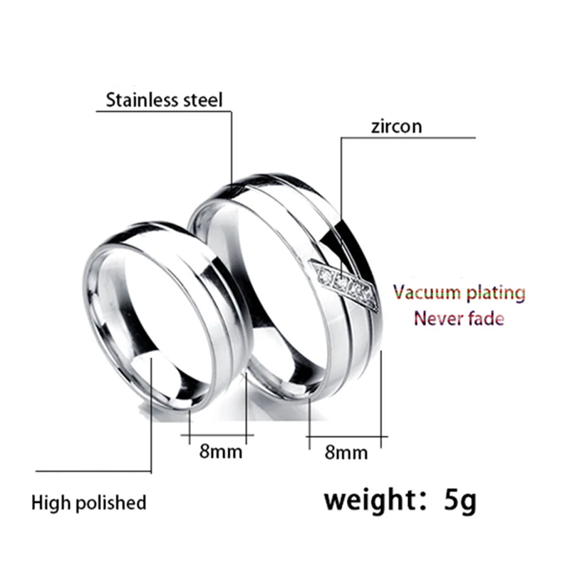 ELSEMODE высокого качества Блестящие Обручальные кольца с кубическим цирконием для