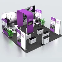 20ft custom protable trade show display booth exhibition sets pop up banner counters lights