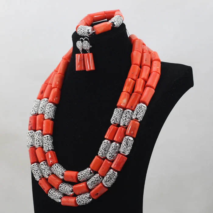 Африканские свадебные серебряные смешанные оранжевые большие Коралловые бусы