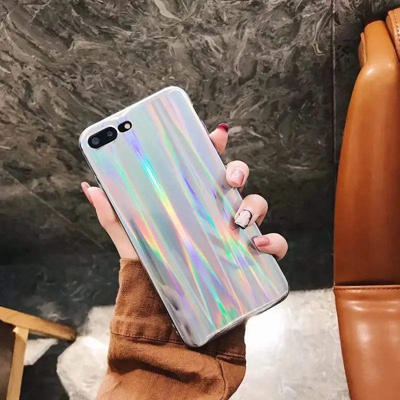 Enchicas блестящие переливающийся Голографический лазерный Чехол для IPhone X 6 S 7 8 плюс