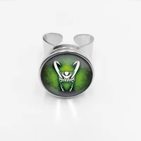 2019 loki gods mischievous open silver metal glass convex round button ring handmade personalized ring