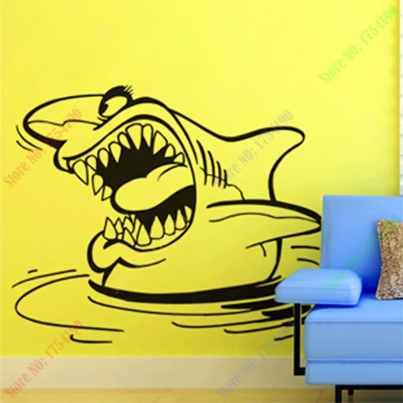 

Free Shipping New Wall stickers Home decor SIze:560mm*775mm PVC Vinyl paster Removable Art Mural Shark