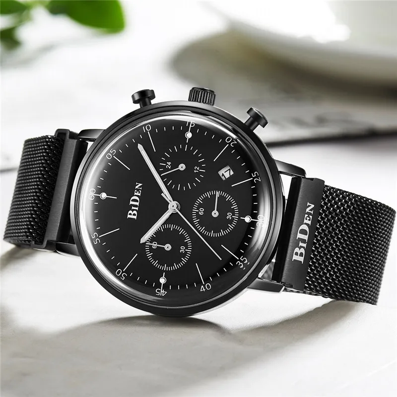 Бренд BIDEN роскошные часы с хронографом для мужчин военные спортивные мужские