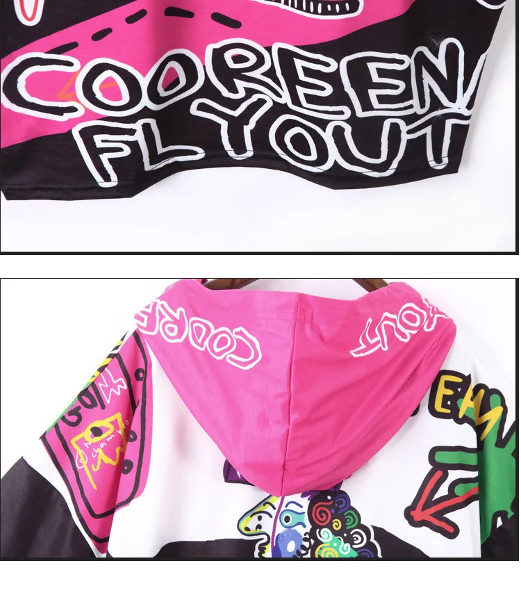 

Summer New Harajuku Funny Printed Long T Shirts For Women Hooded Tee Shirts Women Tops Hip Hop Streetwear Dance Clothe