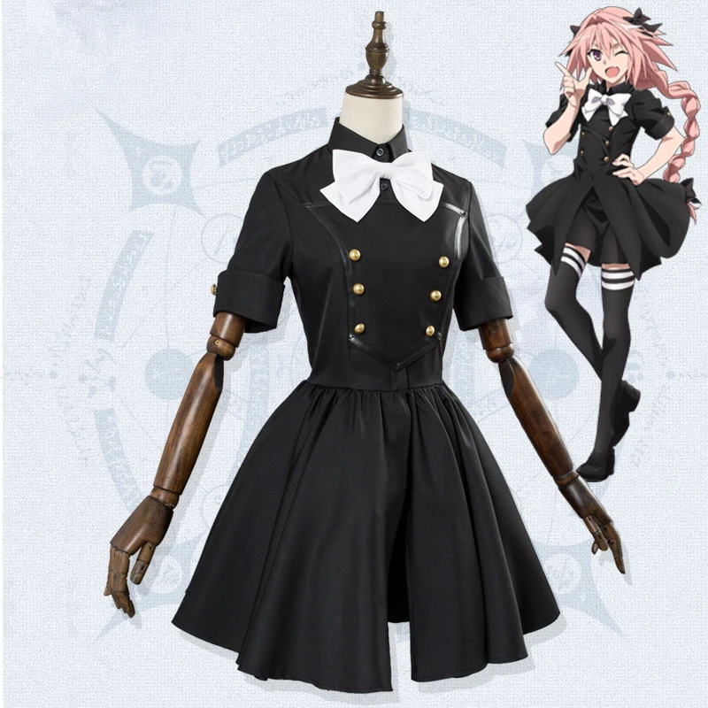 Fate/Apocrypha FGO Косплей Astolfo Черное женское платье костюм летние вечерние платья