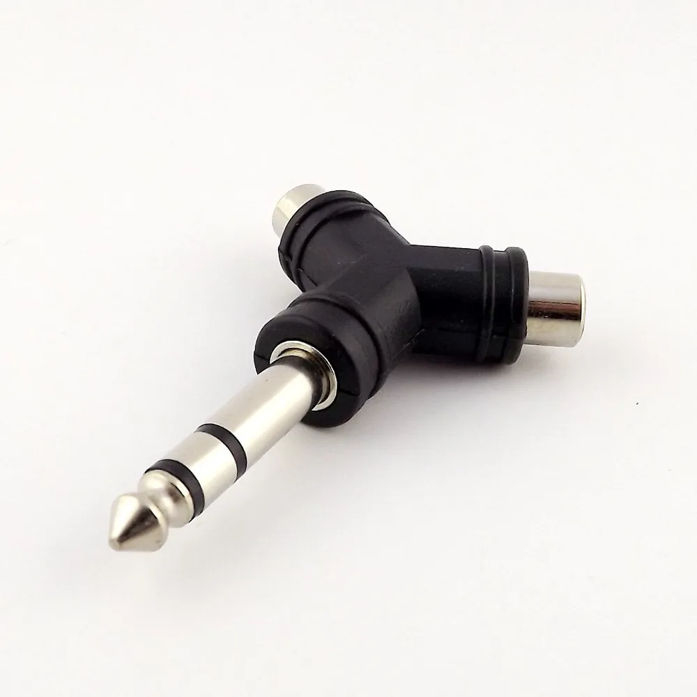 

2pcs 6.35mm 1/4" Stereo Plug Male to 2 RCA Jack Female Audio Adapter Y Type Connector