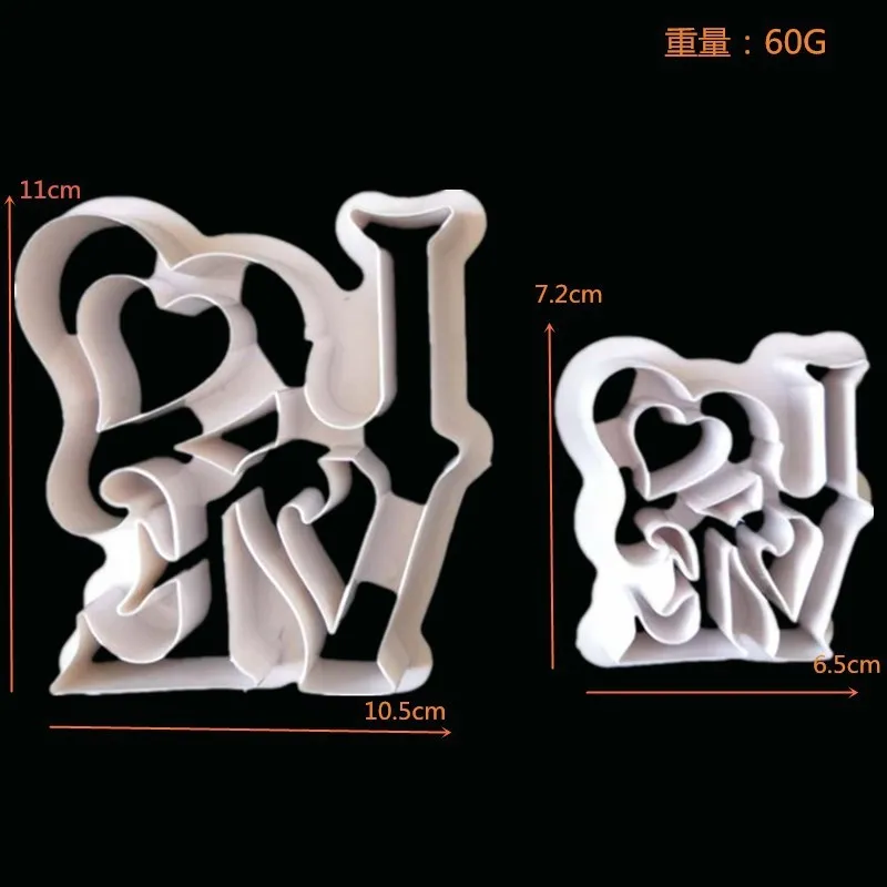 New Product 2pcs Love Sugar Cake Cutter Printing Cut Molding Model Biscuits Cute Cutting Dies For Scrapbooking Candy Mold |