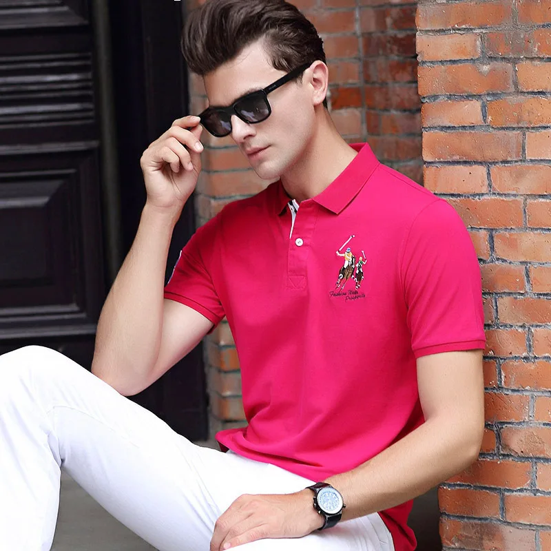 De haute Qualite Топы Hommes поло Сорочки Daffaires hommes marques поло Сорочки 3D broderie отложным col мужские Поло