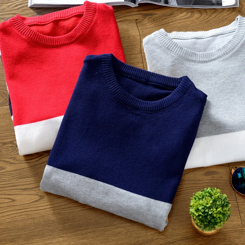 

2019 New Autumn Fashion Men's Pullover Sweaters Long Sleeve Round Neck Striped Knitting Cashmere Christmas Sweater Men