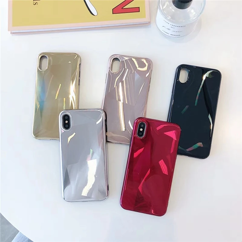 Гальванизированный Алмазный зеркальный чехол для телефона iphone XS Max/XS/XR 7/8 половина пакета 6/6s 7/8 plus(золото/розовое золото/черный/серебристый