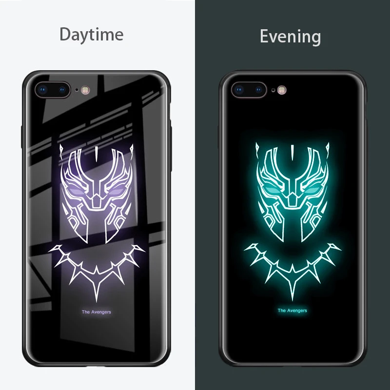 Светящееся закаленное стекло чехол для IPhone 6 6s Plus задняя крышка Железный человек