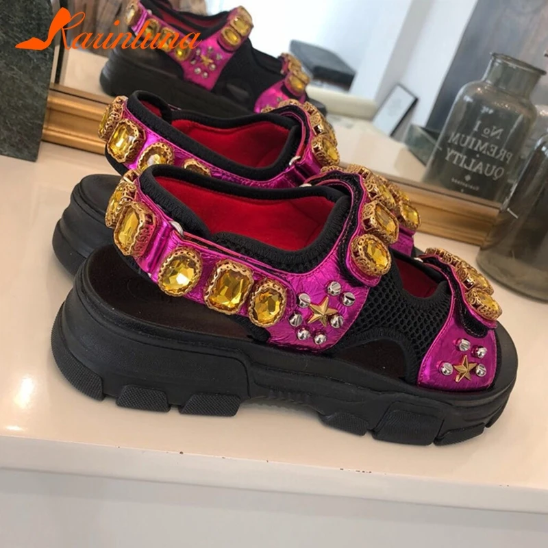 Новинка 2019 года Летние фирменные дизайнерские босоножки на платформе с