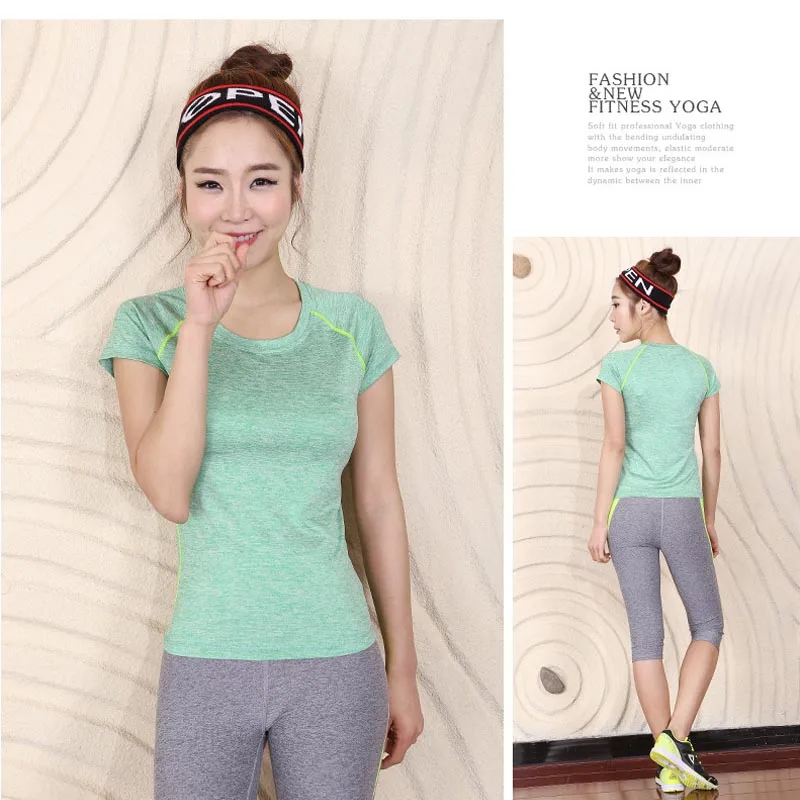 (Топы + шорты) женские летние спортивные футболки для бега йоги фитнеса занятий