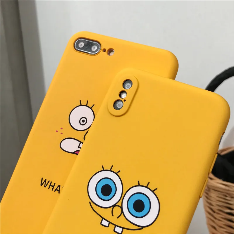 Cartoon Cute Eyes Yellow Phone Case For iPhone X 6 6S 7 8 Plus 7plus 8plus Cases Luxury Smiley face Cover Fundas Capa |